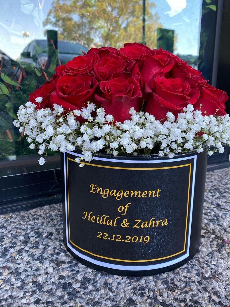 PERSONALISED HAT BOX BOUQUET - contact us to confirm pricing
