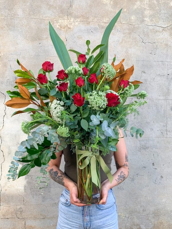 Draper St Modern Red Roses Vase