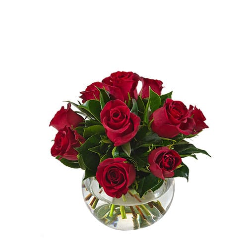 Enchanting Red Roses in Bowl