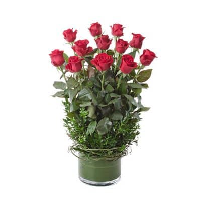 Dozen Red Roses Vase