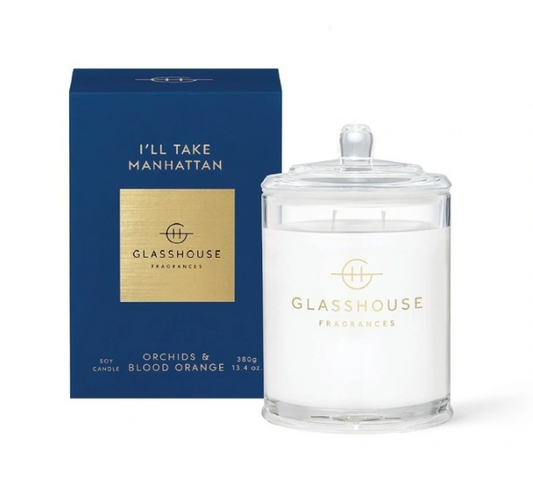 Glasshouse Fragrances Soy Candle (380g) I'll Take Manhattan - Orchids & Blood Orange